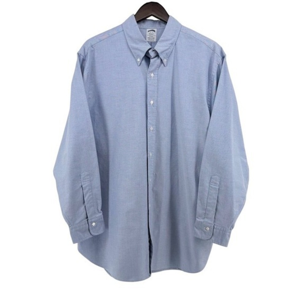 Brooks Brothers Makers Regent Blue Supima Cotton Button Down Shirt 18-34 USA